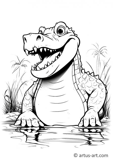 Pagină de colorat cu crocodil pentru copii